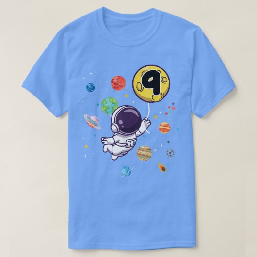 9歳の誕生日少年ティーズ宇宙飛行士9歳 Tシャツ (デザイン正面)
