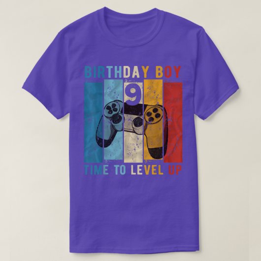 9歳の誕生日少年9レベルアップ9th Bir Tシャツ (デザイン正面)