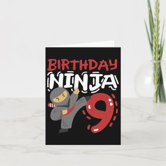 9歳の誕生日忍者空手キッズ9歳の誕生日 カード (正面)