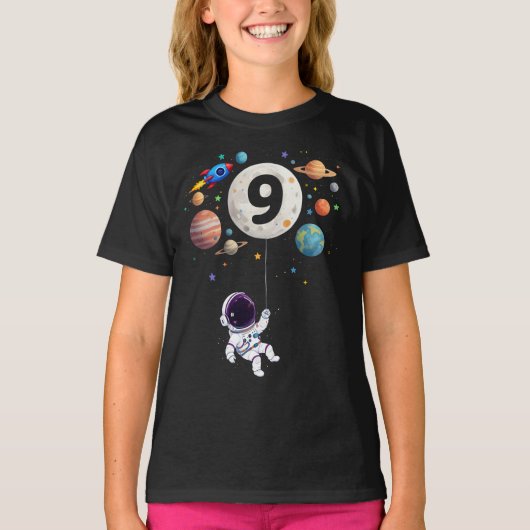 9歳の誕生日惑星宇宙飛行士9誕生日 Tシャツ (正面)