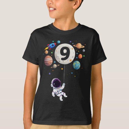 9歳の誕生日惑星宇宙飛行士9誕生日 Tシャツ (正面)