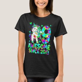 9歳の誕生日 おめでとう カラフル タイ・ダイ ユニコーン ガール Tシャツ