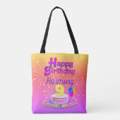 9歳の誕生日 おめでとう ピンク トートバッグ (裏面)