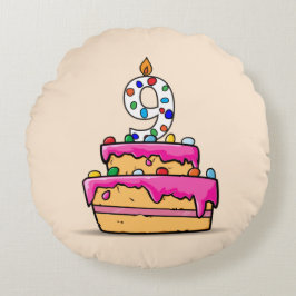 9歳の誕生日 お誕生日ケーキ ピンクのケーキに9 ラウンドクッション