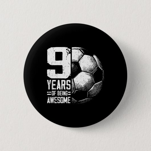 9歳の誕生日 サッカー少年 少女 サッカープレーヤー 缶バッジ (正面)