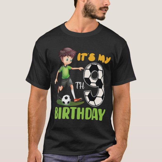 9歳の誕生日 サッカー サッカー 誕生日 -Tシャツ Tシャツ (正面)