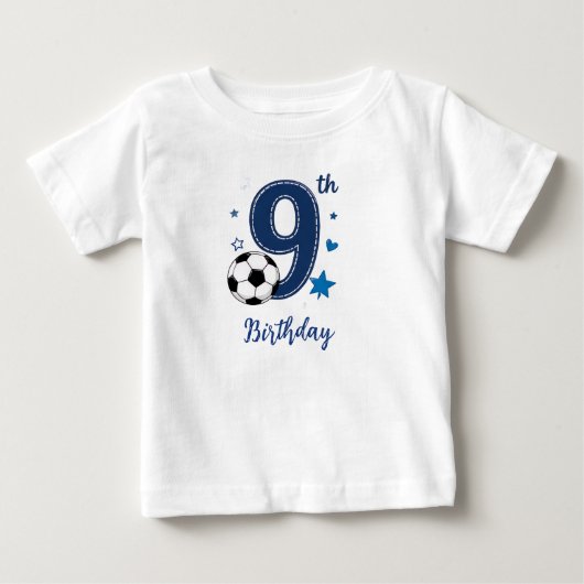 9歳の誕生日 サッカー トッドラーTシャツ ベビーTシャツ (正面)