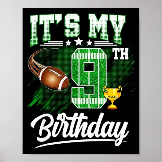9歳の誕生日 サッカー ポスター (正面)