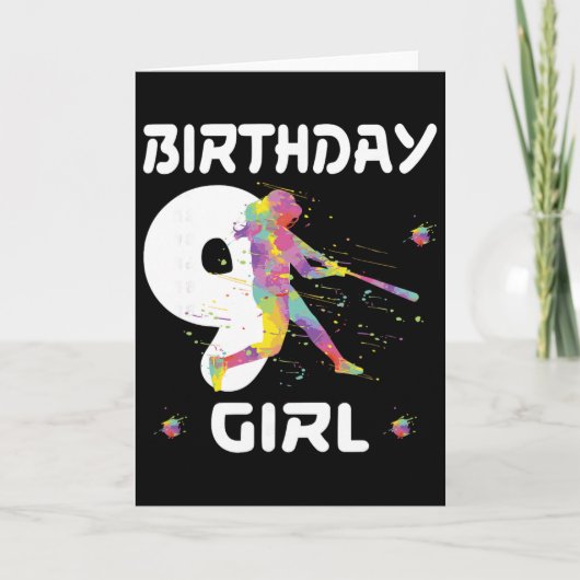 9歳の誕生日 ソフトボール 9歳の女の子 カード (正面)