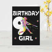 9歳の誕生日 ソフトボール 9歳の女の子 カード (黄色い花)