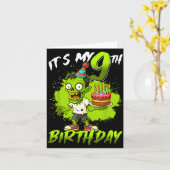 9歳の誕生日 ゾンビ ハッピーハロウィン カード (黄色い花)