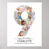 9歳の誕生日 ナンバー9 フォトコラージュ オーダーメイド写真 ポスター (正面)