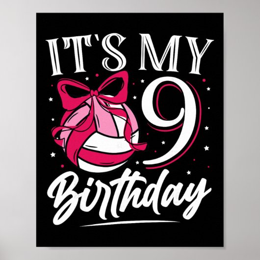 9歳の誕生日 バレーボール女子 誕生日パーティー ポスター (正面)