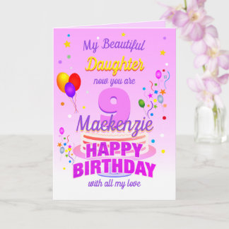 9歳の誕生日 ピンク カード