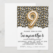 9歳の誕生日 レパード アニマル プリント ご招待状 招待状 (正面/裏面)