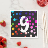 9歳の誕生日 虹 ドット スタンダードランチョンナプキン (インサイチュ)