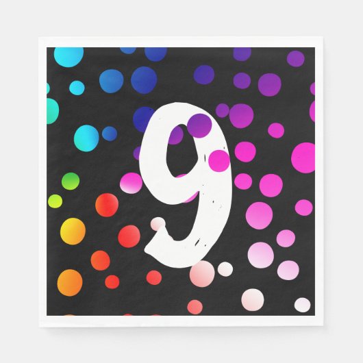 9歳の誕生日 虹 ドット スタンダードランチョンナプキン (正面)