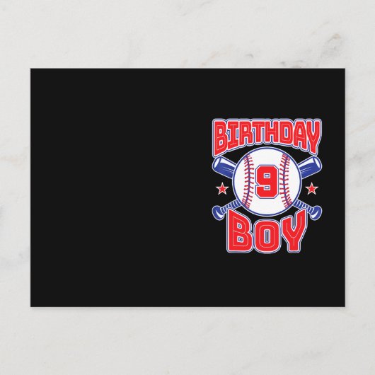 9歳の誕生日 野球の大きな数字9 九歳の誕生日 ポストカード (正面)