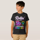 9歳の誕生日Tシャツ 女の子 ローラー スケーター Tシャツ (正面フル)