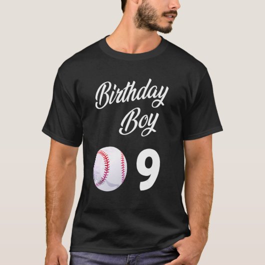 9歳の野球の誕生日パーティー男の子の子9 Tシャツ (正面)