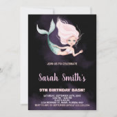 9歳の金髪人魚の誕生日招待状 招待状 (正面)