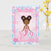 9歳の黒人の人魚  |ハッピーバースデーカード カード (黄色い花)