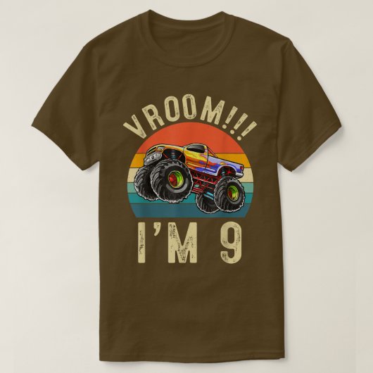 9歳のVroom 9th誕生日パーティートラック Tシャツ (デザイン正面)