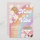 9歳はヴィベ9歳の誕生日の招待グルービーガール 招待状 (正面/裏面)