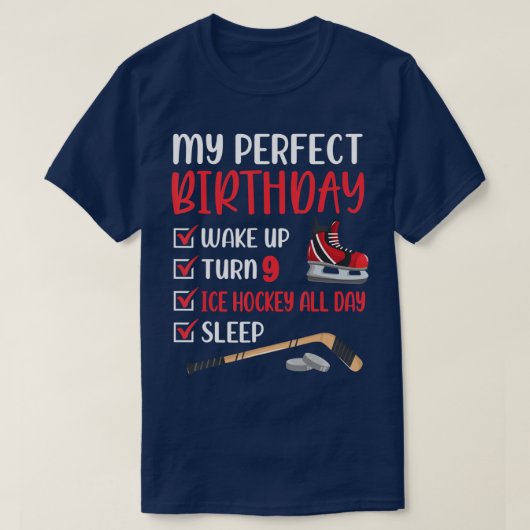 9歳アイスホッケー誕生日パーティー9th Boy Day Tシャツ (デザイン正面)