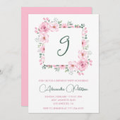 9歳エレガントの誕生日招待状フローラピンク 招待状 (正面/裏面)