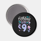 9歳ギフト誕生日ガールキッズ9誕生日M マグネット (正面/裏面)