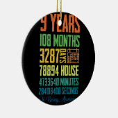 9歳ギフト9th誕生日シャツヴィンテージレトロ セラミックオーナメント (右)