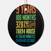 9歳ギフト9th誕生日シャツヴィンテージレトロ セラミックオーナメント (左)