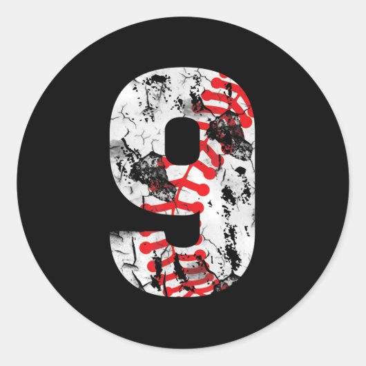 9歳ギフトNumber 9誕生日B ラウンドシール (正面)