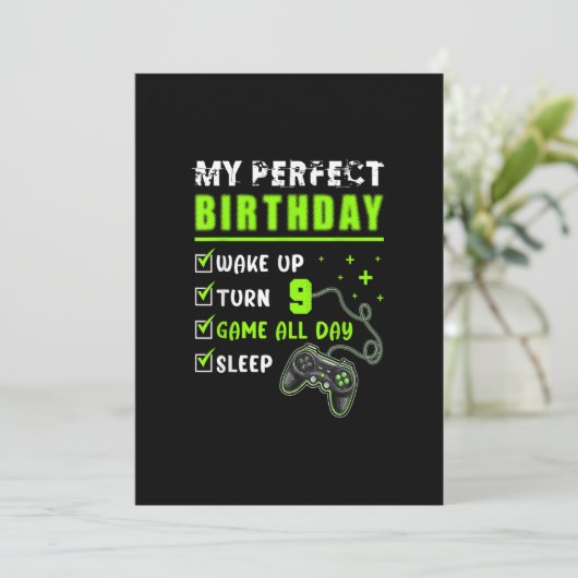 9歳ゲーマーのビデオゲームのギフト9誕生 招待状 (スタンド正面)