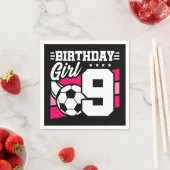 9歳サッカーサッカーパーティー第9誕生日女子 スタンダードカクテルナプキン (インサイチュ)