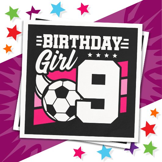 9歳サッカーサッカーパーティー第9誕生日女子 スタンダードカクテルナプキン