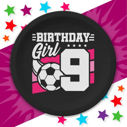 9歳サッカーサッカーパーティー第9誕生日女子 ペーパープレート