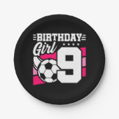 9歳サッカーサッカーパーティー第9誕生日女子 ペーパープレート (正面)