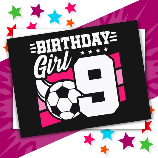 9歳サッカーサッカーパーティー第9誕生日女子 ポストカード