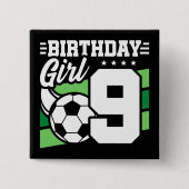 9歳サッカーサッカーパーティー第9誕生日女子 缶バッジ (正面)