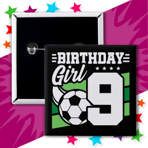 9歳サッカーサッカーパーティー第9誕生日女子 缶バッジ