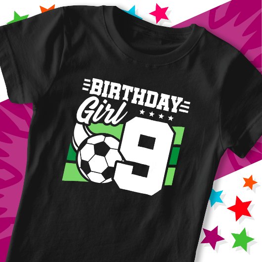 9歳サッカーサッカーパーティー第9誕生日女子 Tシャツ