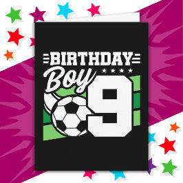 9歳サッカーサッカーパーティー第9誕生日少年 カード