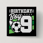 9歳サッカーサッカーパーティー第9誕生日少年 缶バッジ (正面)