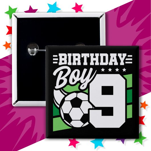 9歳サッカーサッカーパーティー第9誕生日少年 缶バッジ
