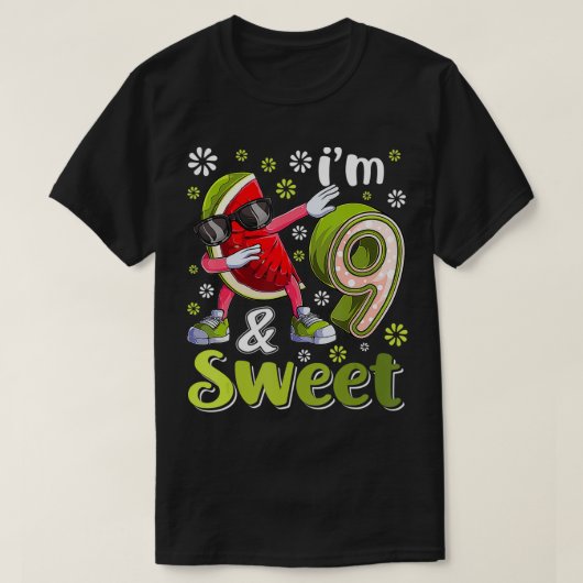 9歳スイカ誕生日ガールスウィートフルーツ9t tシャツ (デザイン正面)