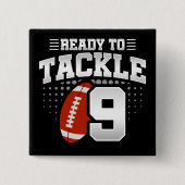 9歳タックルサッカーパーティーキッズ9誕生日 缶バッジ (正面)