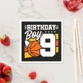 9歳バスケットボールパーティーテーマ9th誕生日ボーイ スタンダードカクテルナプキン (インサイチュ)