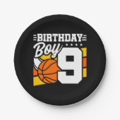 9歳バスケットボールパーティーテーマ9th誕生日ボーイ ペーパープレート (正面)